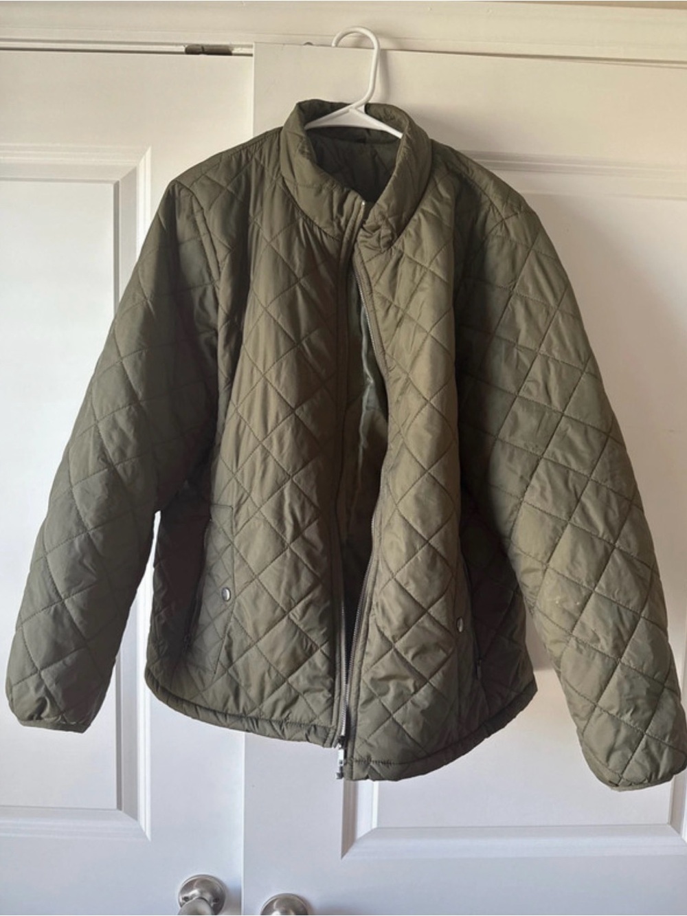 Amazon Olive Green Quilted Puffer Jacket